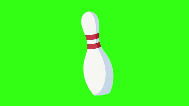 Bowling pin animation on green screen 
