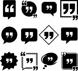 A collection of various quotation mark symbols in different shapes and styles Vector