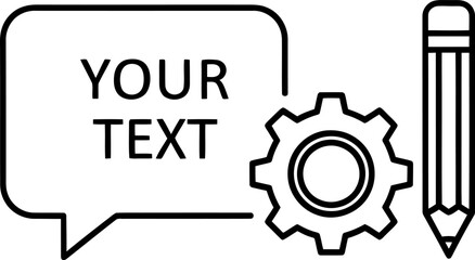 Obraz premium Creative design elements including a speech bubble, gear, and pencil. Vector