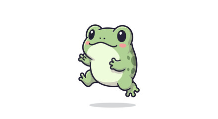 Fototapeta premium Cartoon frog jumping playful illustration of amphibian in motion isolated