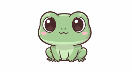 Fototapeta premium Cute cartoon frog illustration with large eyes on white background
