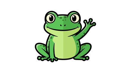 Cartoon frog waving hello illustration isolated on white background
