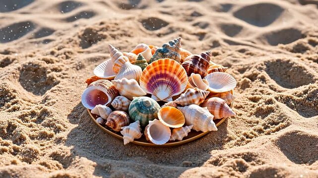 Seashells on beach sand