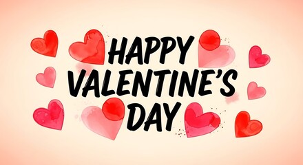 Happy valentines day greeting with hearts on colored background