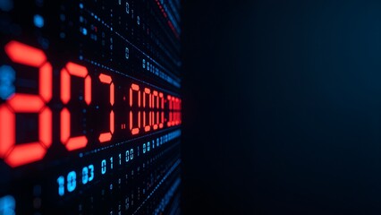 Obraz premium Digital clock display with binary code