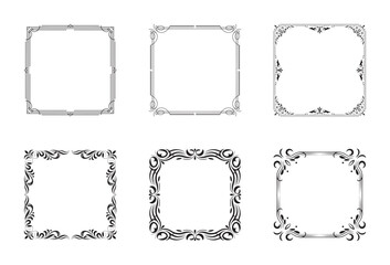 A collection of six ornate vintage decorative frames with intricate scrollwork designs