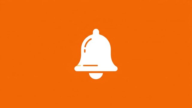 Modern Notification Bell Icon on Bright Orange Background Alert System Symbol