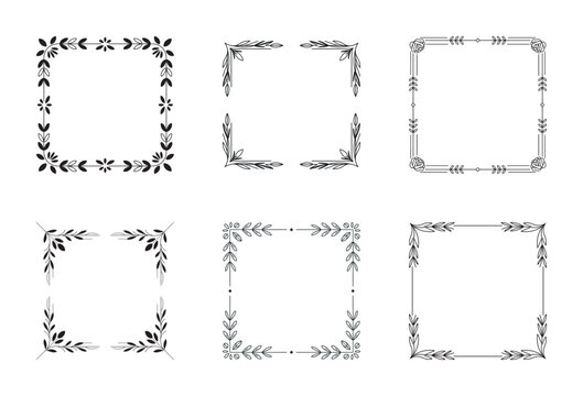 A collection of six vintage decorative frames featuring elegant floral and ornamental details for design projects