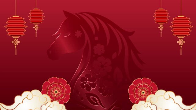 Chinese New Year 2026 - Year of the Horse Celebration 4K stock video background	