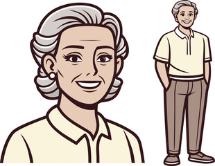 Fototapeta premium Old Couple Illustration. Elderly Couple Illustration. Senior Couple Illustration. Happy Old Couple Illustration. Loving Old Couple Illustration. Romantic Old Couple Illustration. Retired Old Couple