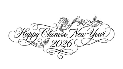 Obraz premium Chinese New Year Celebration 2026 - Festive Design with Floral Elements, Cultural Theme, Artistic View