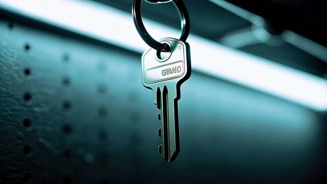 Key hanging on a keyring