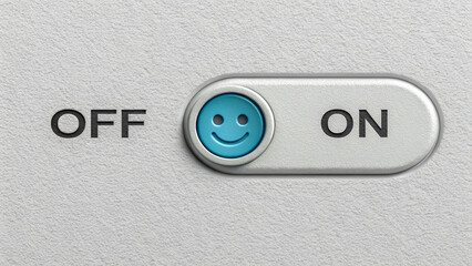 A toggle switch design, the switch is positioned horizontally, with left side labeled OFF and right side labeled ON in a simple, sans-serif font.