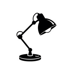 Desk Lamp Silhouette Icon Vector Illustration.