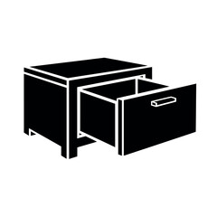 Minimalist Nightstand with Open Drawer Silhouette.