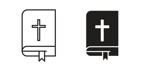 Fototapeta premium Bible icon symbol vector graphic designs on white. Best for ui Design