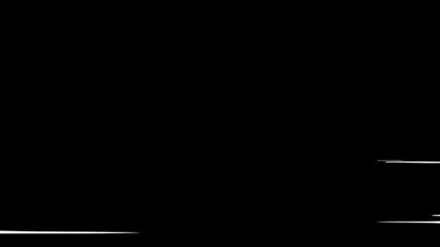 Isolated on black background, ideal for compositing. Looping animation of horizontal white lines, manga style