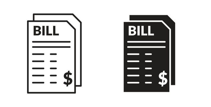 Bills icon symbol vector graphic designs on white. Best for ui Design