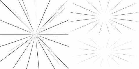 Obraz premium Abstract graphic illustration with radiating lines and starburst shapes on white