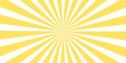 A vibrant yellow and orange sunburst vector illustration featuring abstract sun rays and a warm summer light beam design to create a sunny starburst background for a hot sunrise wallpaper