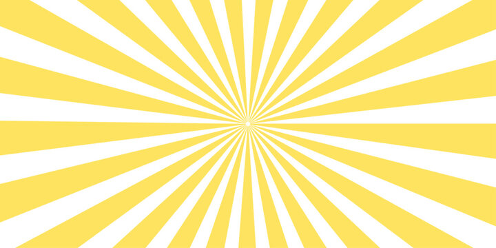A vibrant yellow and orange sunburst vector illustration featuring abstract sun rays and a warm summer light beam design to create a sunny starburst background for a hot sunrise wallpaper