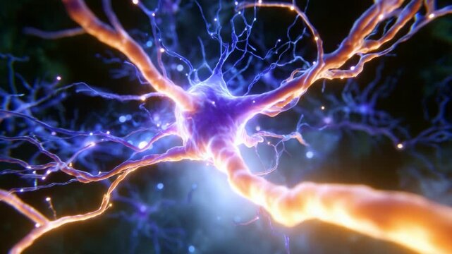 Magnificent Visual of Neural Connections, Showcasing a Neuron with Brilliantly Colored Projections and Detailed Synaptic Structures in an Abstract Conceptual Framework