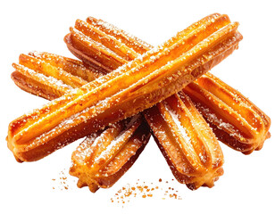 Golden, sugary, crispy fried pastry sticks sprinkled with white confectioners' sugar