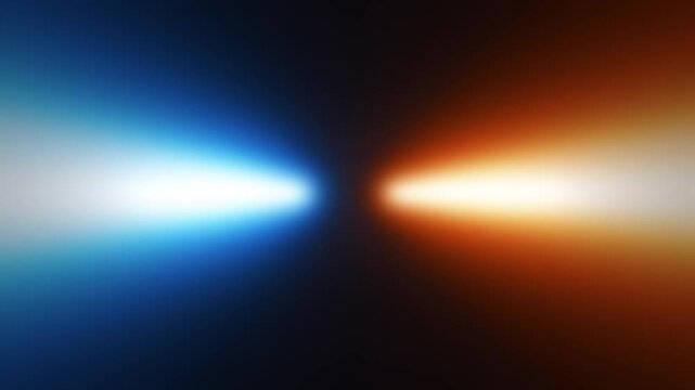 Abstract futuristic blue and orange light beams clashing on a black background representing versus mode high energy digital conflict and cinematic lighting