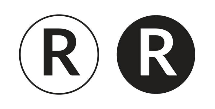 Registered trademark icon symbol vector graphic designs on white. Best for ui Design