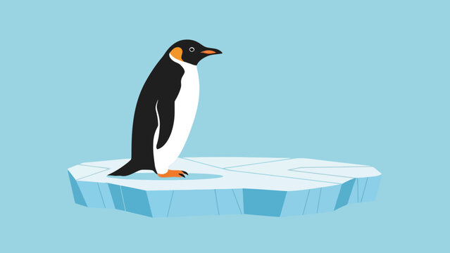 Stylized illustration of an Emperor Penguin on a floating ice floe