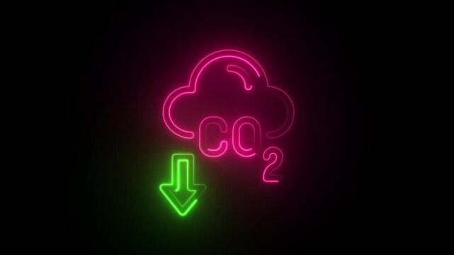 Neon cloud C O2 carbon dioxide reduction green arrow climate change