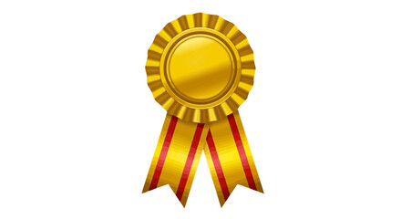 Fototapeta premium Isolated vector illustration of a best achievement gold medal with a rosette ribbon, featuring a golden winner trophy seal and prize badge symbol for a first place certificate award design