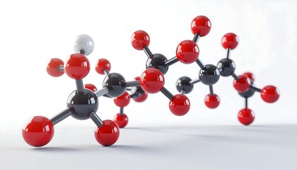 Colorful molecular model with spheres and bonds, isolated on white