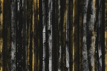Obraz premium 金色と銀色のブラシストロークのストライプ模様がある抽象背景。黒背景和風ダークバナー