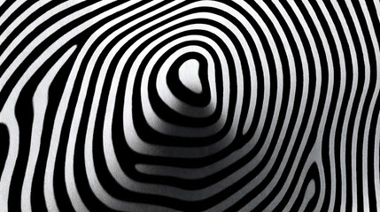 Obraz premium Warped black and white wavy lines forming optical illusion, abstract op art pattern with depth and motion effect.