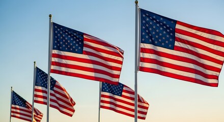 Obraz premium American flag day 4th of july and labor day celebrations with patriotic flags