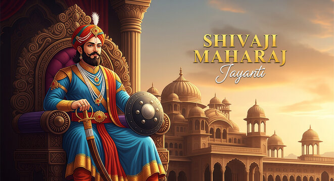 Shivaji Maharaj heroic cavalry video motion showing Maratha valor leadership power national pride and royal warrior spirit for Jayanti festival animation .