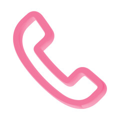 Obraz premium 3D Phone Call Icon Symbol in Pink Color for App UI Web Interface Contact Communication High Quality 3D Icon Illustration Transparent Background 