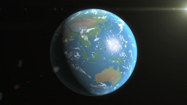 Location and map of Guam on the surface of the earth at day.