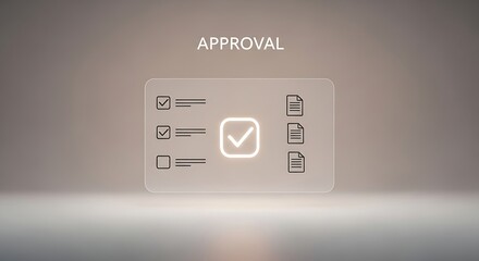 Approval Process Concept - Checklist with Check Mark and Documents.