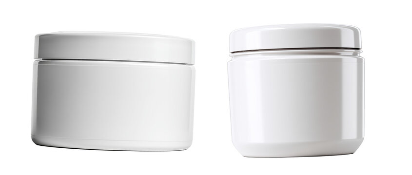 A practical jar for hair mask or deep conditioner, made of soft-touch matte plastic. Isolated set on a plain background. This high-quality PNG with a transparent background is perfect for e-commerce, 