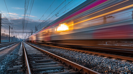 Obraz premium A train is traveling down the tracks