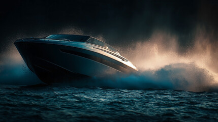 A boat is in the water and is leaving a wake