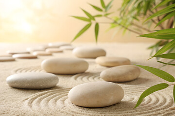 zen stones and bamboo