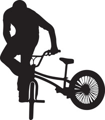 Fototapeta premium Print Silhouette of BMX rider performing a trick on bicycle, dynamic action shot