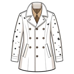 Cream-colored double-breasted coat with spotted pattern