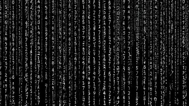 Digital Rain: An abstract depiction of binary code cascades down in a mesmerizing display of digital rain, symbolizing data flow.