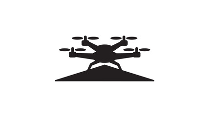 Drone Silhouette in Minimalist Style with Simple Black Color on White Background for Technology Illustration