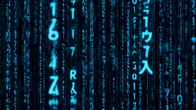 Digital Cascade: A mesmerizing display of falling code illuminates a sense of the digital frontier.