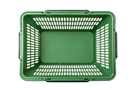 Empty green shopping basket overhead shot isolated on png background, green, shopping basket, basket, store, market, empty, container, plastic, retail, black background, isolated, overhead, top view